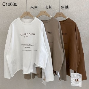 Rentoutunut muotoilu Minimalist Round Collar tyyli Sekoitettu hiha tyyli Satunnainen Kiinteä väri puuvilla ja liina ylisuuri tilaustyönä 12630 Hikispaidat